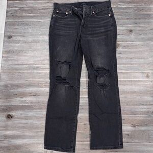 Lucky Brand Zoe High Rise Straight Distressed Black Women Jeans